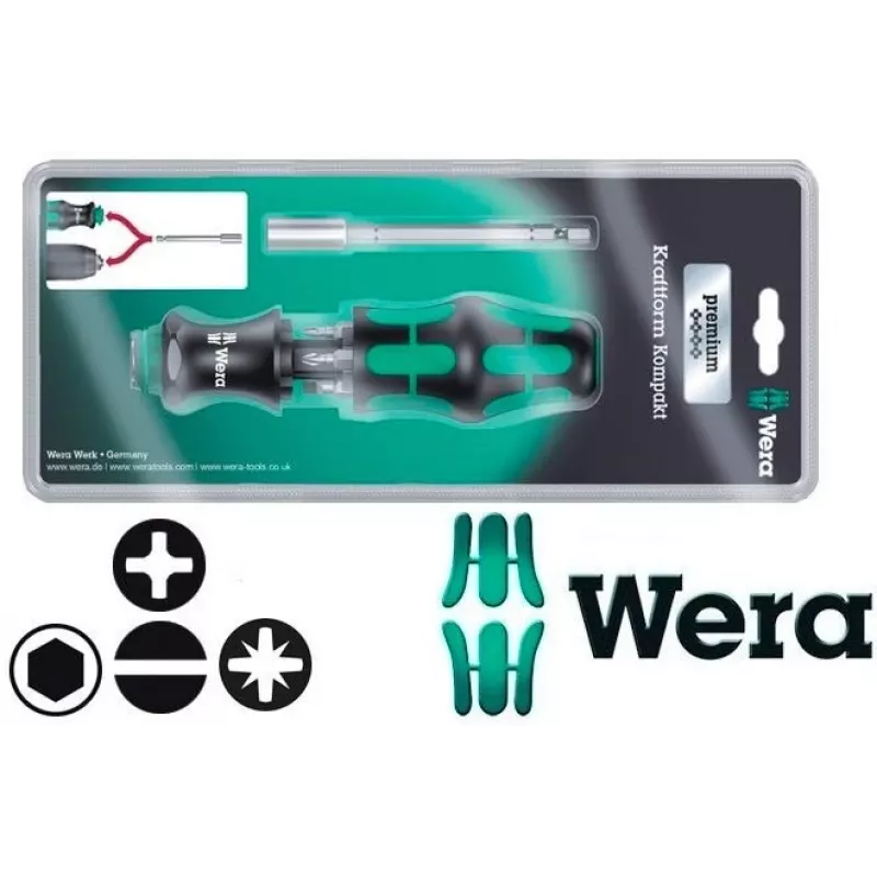 Wera Conjunto de 6 peças KK28 Kraftform compacto com pontas e chaves de fendas