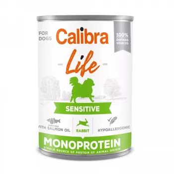 Comida húmida para cães Calibra Sensitive Coelho 400 g — alimento húmido completo para cães adultos com digestão sensível, sem glúten, lata