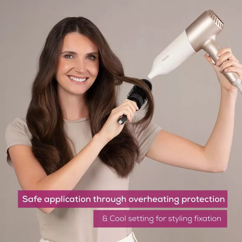 Beurer HC 70 ICONIC Pro secador de cabelo, 2100 W, iónico, 3 temperaturas / 2 velocidades, dourado