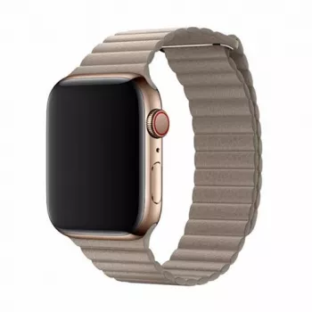 Pulseira loop em pele para Apple Watch 44 mm — Devia Elegant Stone, fecho magnético em pele