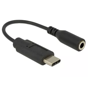 Adaptador de áudio Delock - USB-C 24 pinos (macho) para minijack estéreo 3,5 mm (fêmea)