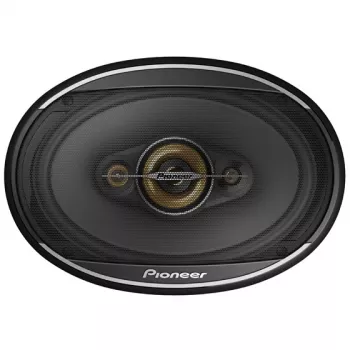 Pioneer TS-A6971F. Tipo de altifalante: 4 vias, potência de pico: 600 W, potência nominal: 100 W. Profundidade de montagem: 20,3 cm, tamanho do woofer (L x A): 152,4 x 228,6