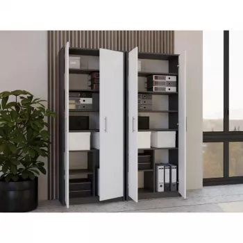 ESTANTE FECHADA OLIV 2D, ANTRACITE/Branco CONJUNTO
