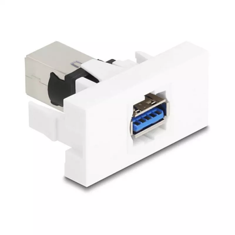 Módulo Keystone DELOCK 90910 – conector USB-A plano, branco, 45×22,5×42,6 mm
