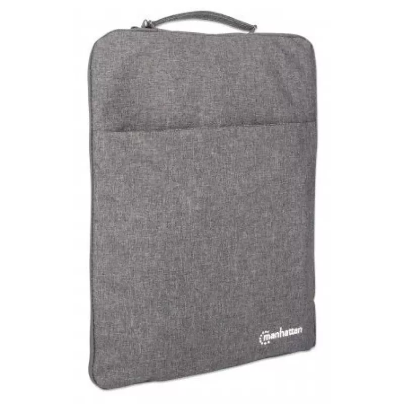 Manhattan Seattle Mala para portátil 39,6 cm (15,6 polegadas), Cinzento, Acolchoada, Forro interior extra macio, Compartimento principal com fecho de correr duplo, Bolso frontal com fecho de correr, Alça de transporte, Repelente à água e durável, Sleeve para portátil, Três anos de garantia