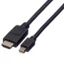 ROLINE - Cabo de vídeo/áudio - DisplayPort / HDMI - 32 AWG - Mini DisplayPort (macho) - HDMI, 19 pinos (macho) - 3 m - Blindado - preto (11.04.5792)