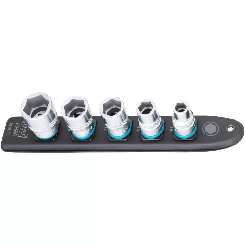 Conjunto de chaves de caixa Hazet 900-SR/5 encaixe 1/2 polegadas chaves de caixa sextavadas SW 10–22, 5 peças