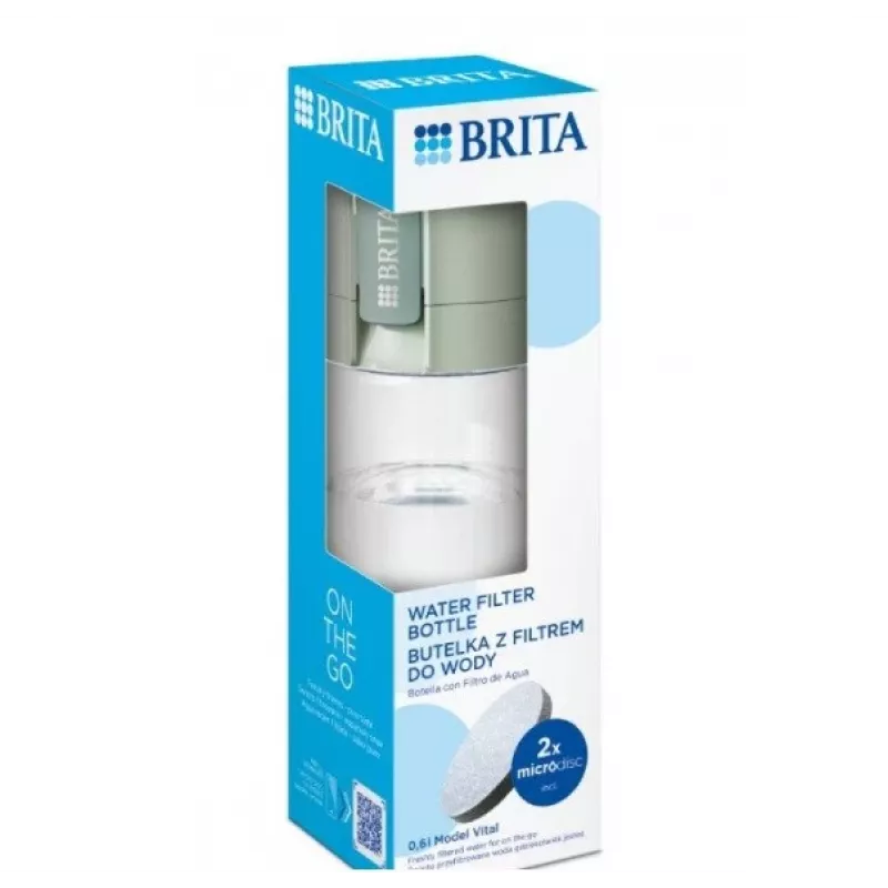 Garrafa com filtro BRITA Vital verde-pastel 600 ml com 5 discos filtrantes MicroDisc (BRITA 1059295)