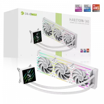 Gamemax | Refrigeração líquida para CPU | HAILSTORM 360 LCD | branco