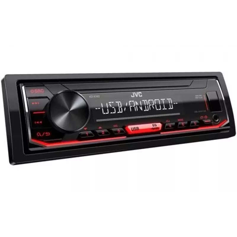 Recetor de multimédia digital para automóvel JVC KD-X162 1 DIN, 200 W, DAC de 24 bits, FLAC/MP3/WAV/WMA, USB frontal Type-A, 3,5 mm, LCD de 2 linhas, preto