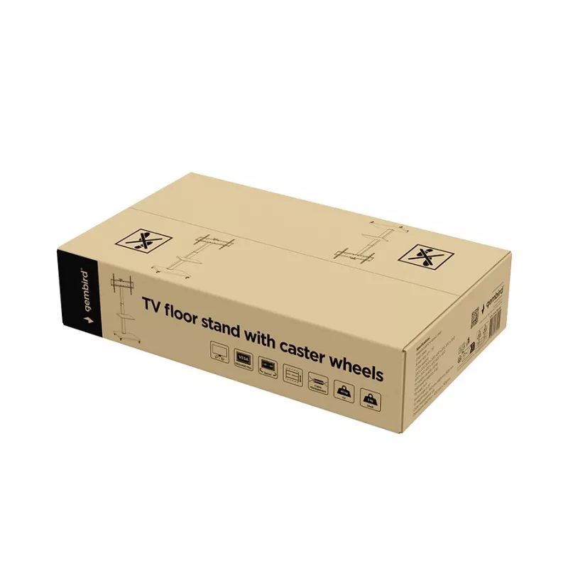 Suporte de chão para TV Gembird TVS-75S-02 com rodas, 37 - 75, preto
