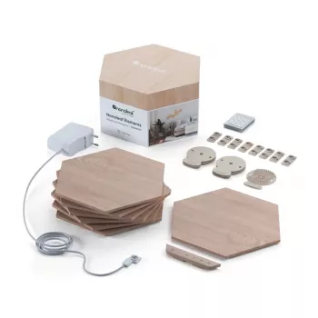 Nanoleaf | Elements Wood Look Hexagons Starter Kit (13 painéis) | Branco frio + Branco quente