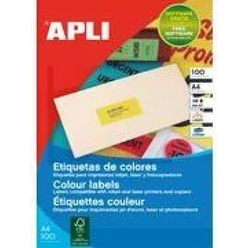 Etiquetas multiusos coloridas Agipa 100 A4 70 x 31 amarelo