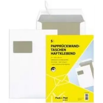 Envelope de envio MAILmedia branco com dorso de cartão e janela, tira autoadesiva, 120 g/m²