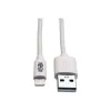 Eaton Tripp Lite Series cabo de sincronização/carregamento USB-A para Lightning (M/M) - certificado MFi, branco, 3 ft. (0,9 m) - cabo de dados/alimentação - USB macho para Lightnin