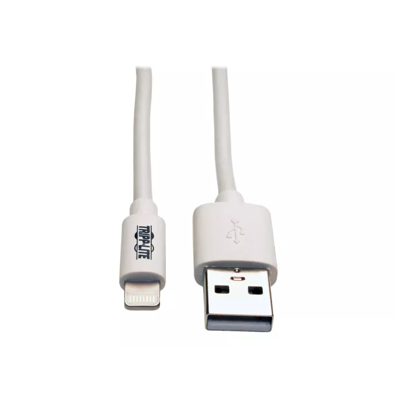 Eaton Tripp Lite Series cabo de sincronização/carregamento USB-A para Lightning (M/M) - certificado MFi, branco, 3 ft. (0,9 m) - cabo de dados/alimentação - USB macho para Lightnin