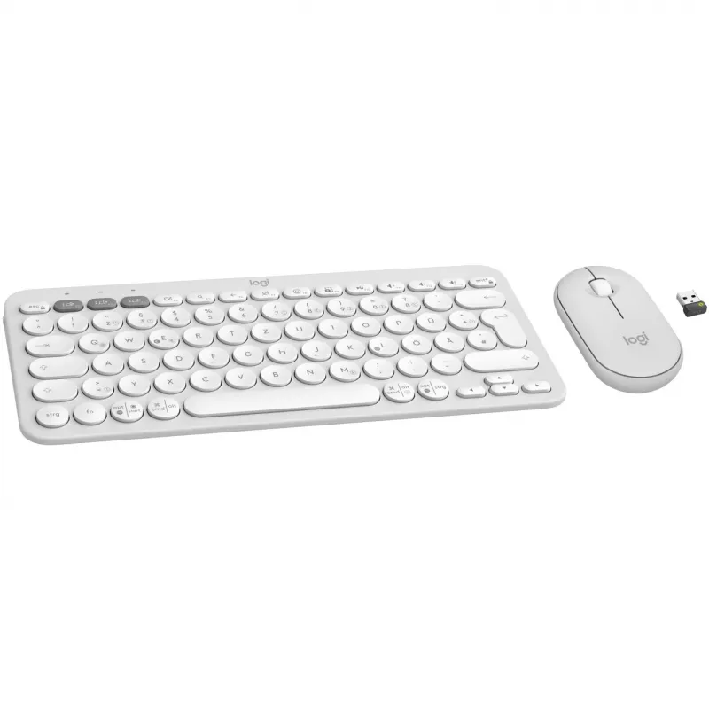 Conjunto Logitech Pebble 2 Combo, branco, sem fios, alemão, 920-012204