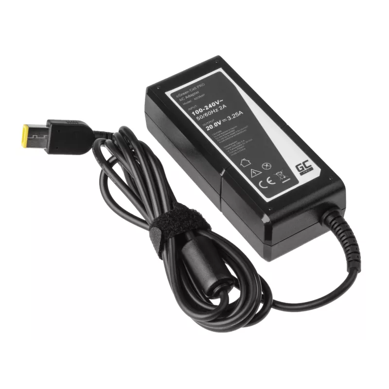 Fonte de alimentação Green Cell AD38AP 65W para portáteis Lenovo, 20V 3,25A, cabo de 1,2 m, preto
