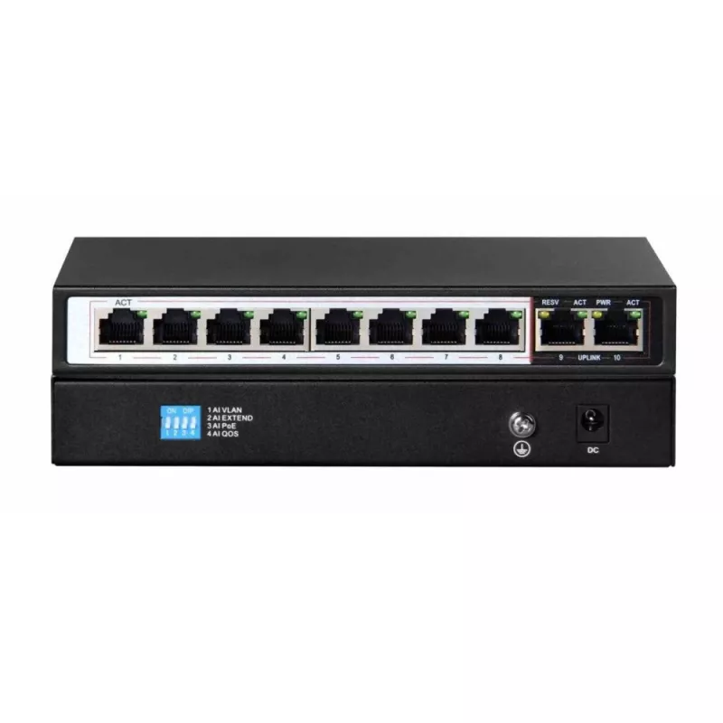 Switch PoE Extralink CERES 8x 100Mb/s PoE/PoE+, 2x RJ45 Uplink 100Mb/s, 96W