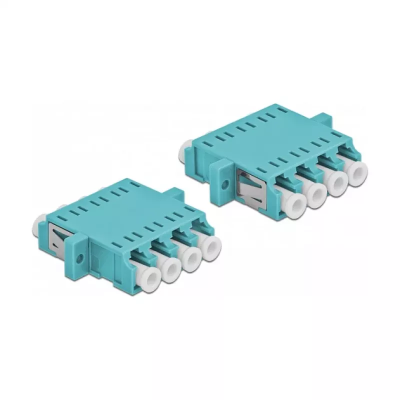 Delock 86541 acoplador de fibra ótica LC Quad Multimode OM3, azul-claro, 2 unidades