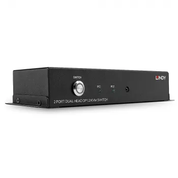 Comutador KVM Lindy 2 portas Dual Head DisplayPort 1.2, 3840 x 2160 píxeis, 4K Ultra HD, preto