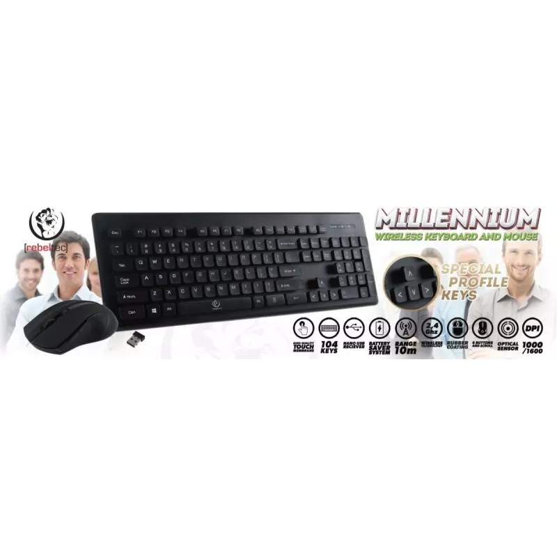 Conjunto de teclado e rato sem fios Millenium