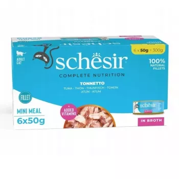 SCHESIR em Água de Cozedura Atum - Alimento húmido para gatos - 6 x 50 g