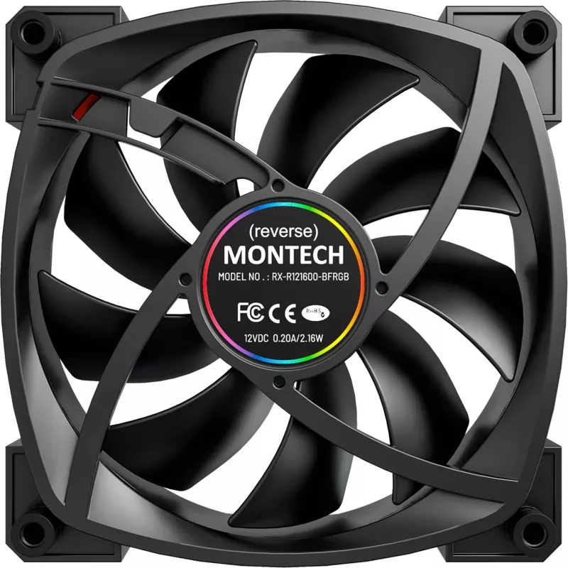 Ventoinha Montech RX120 PWM 12 cm preta 720–1760 RPM Rifle Bearing