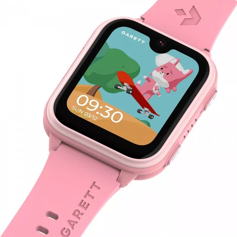 Smartwatch Garett Kids Vibe Ai 4G rosa com localização GPS e design à prova de água