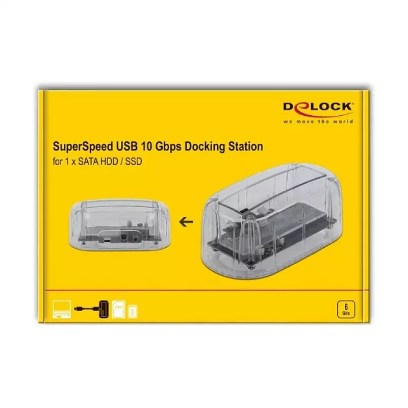 Caixa para HDD/SSD DeLOCK 64089 transparente 2,5/3,5 polegadas