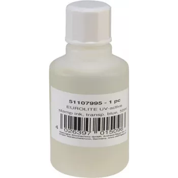 Tinta para almofada de carimbo EUROLITE UV-ativa transparente azul 50 ml