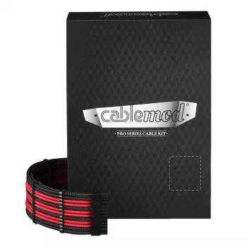 Conjunto de cabos de alimentação CableMod PRO Series ModMesh C-Series para Corsair RMi/RMx — cabos revestidos preto/vermelho