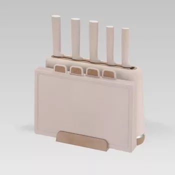 Conjunto de facas com bloco Maestro MR-1412-BEIGE + conjunto de tábuas de corte bege