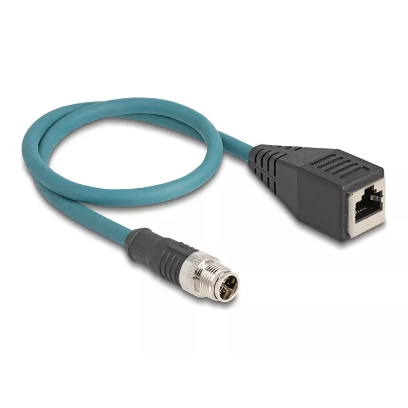 Cabo adaptador M12 DeLOCK codificação X 8 pinos macho para conector RJ45 fêmea 50 cm