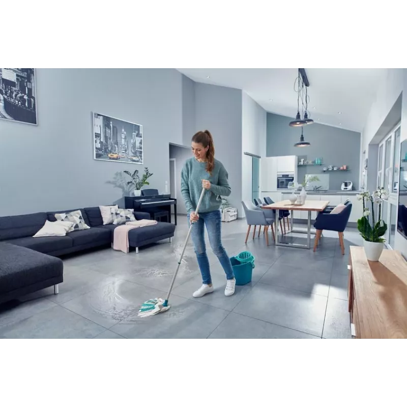 LEIFHEIT 52106 Esfregona de algodão, fibra, húmido e seco, azul, branco