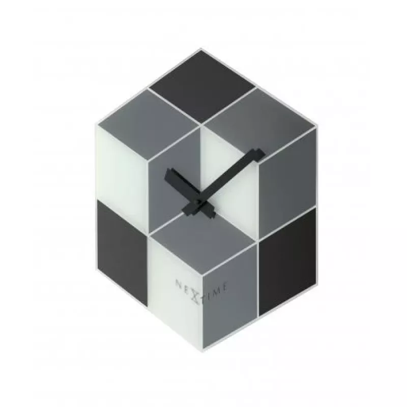 Relógio de parede NeXtime 8171 Cubic, 43,5x37 cm, preto/branco/cinzento