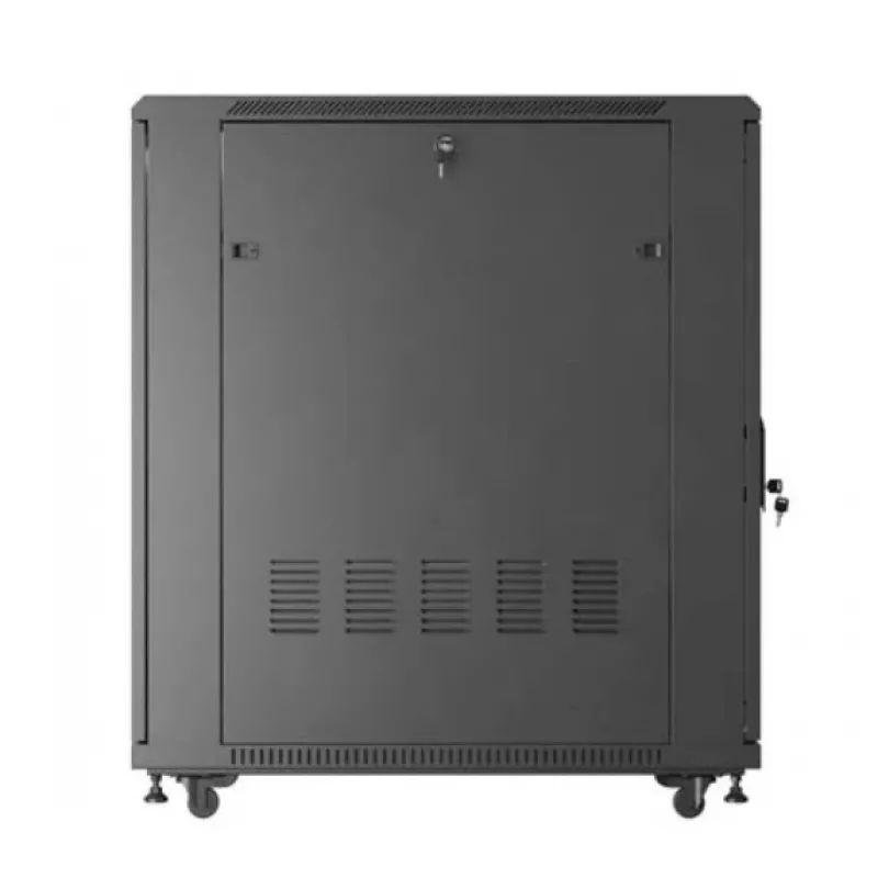 Armário rack 19 polegadas LANBERG 22HE 600x1000 mm, preto, portas de vidro à frente e atrás