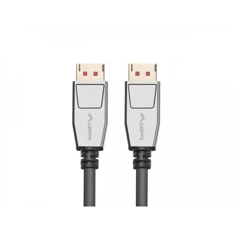 Cabo DisplayPort LANBERG CA-DPDP-20CU-0010-BK — DisplayPort para DisplayPort, 1 m, preto/prateado