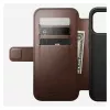 Capa para telemóvel tipo carteira Nomad Modern Leather Folio para iPhone 17 Pro Max — castanha, pele, ecrã de 6,3 polegadas, 4 compartimentos para cartões