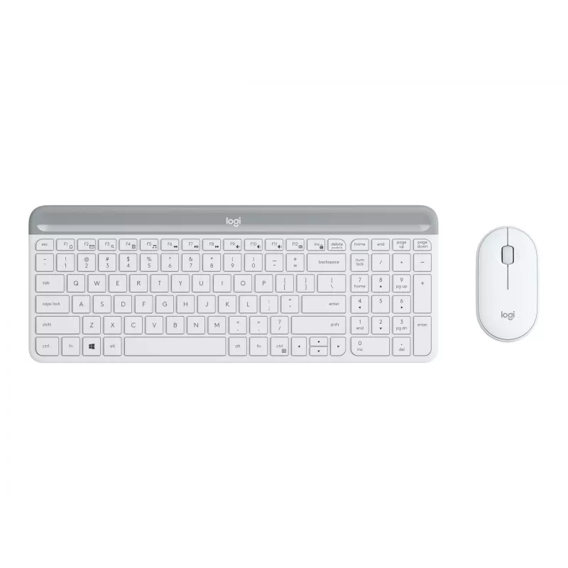 Logitech Slim Wireless Combo MK470 - conjunto teclado e rato - sem fios - 2,4 GHz - espanhol - branco sujo (920-009199)