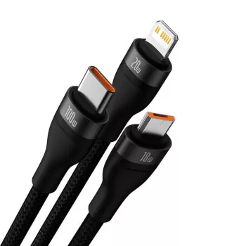 Cabo USB Baseus CASS030101 1,2 m USB-A/USB-C USB-C/Micro-USB-B/Lightning preto