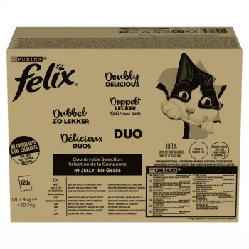 Purina Felix Fantastic Duo Mix Countryside ração húmida para gatos, 120 x 85 g