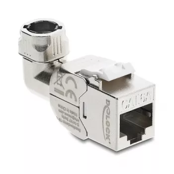 Módulo Keystone RJ45 conector fêmea Cat.6A sem ferramentas 90° DELOCK 90800