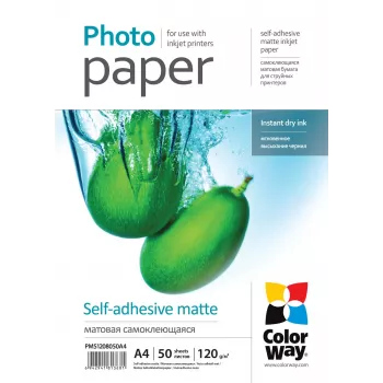 Papel fotográfico mate autoadesivo ColorWay PMS1208050A4 120 g/m² A4