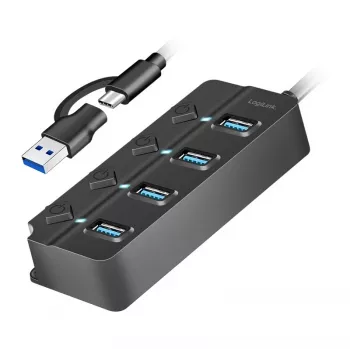 HUB USB 3.2 Gen1, 4x USB-A com interruptor ligar/desligar