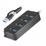 HUB USB 3.2 Gen1, 4x USB-A com interruptor ligar/desligar