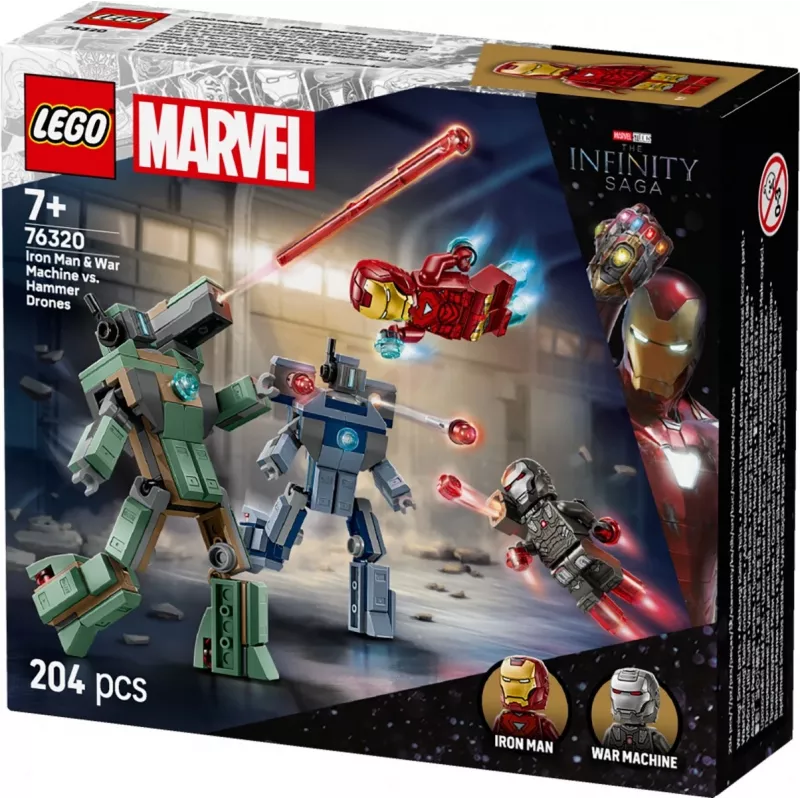 Brinquedo de construção LEGO Marvel Super Heroes Iron Man War Machine conjunto 76320, 204 peças, 2 minifiguras, 100 mm de altura