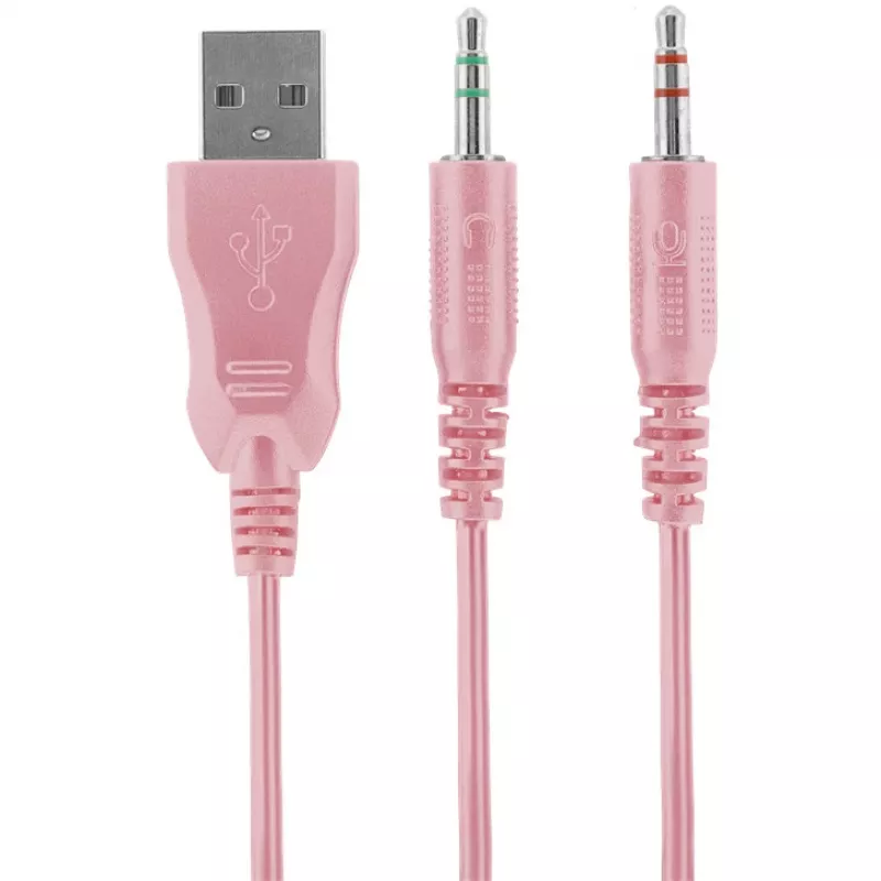 Deltaco GAM-030-P auscultadores e headset com fios headband gaming USB Type-A rosa (GAM-030-P)