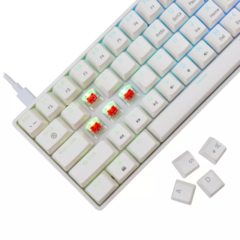 Teclado mecânico com fios White Shark Shinobi-2 (GK-004211) — layout US, interruptores Red, branco