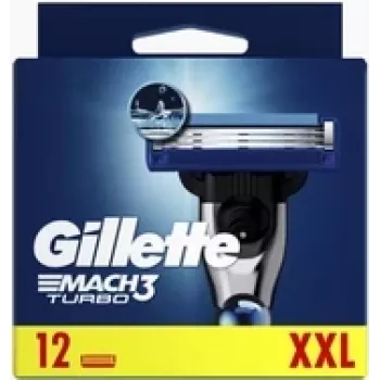 Lâmina de barbear Gillette MACH3 Turbo 12 unid. aço inoxidável homem